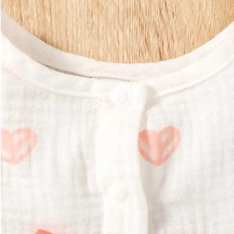 Vestido de Bebê Corações Coloridos com Laço e Chapéu