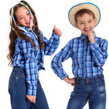 Camisa Festa Junina Xadrez AZUL Quadrilha - COUNTRY