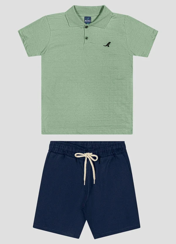 Conjunto Polo e Bermuda Sarja Brim Light Verde