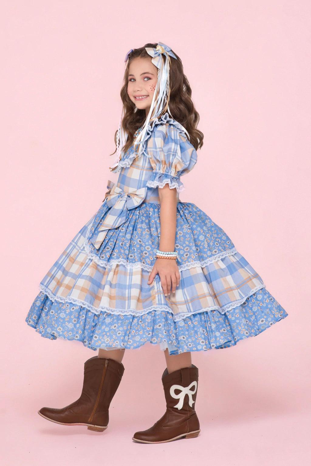 Laço Infantil Xadrez com Aplique de Cavalo