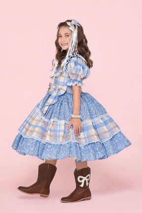 Laço Infantil Xadrez com Aplique de Cavalo