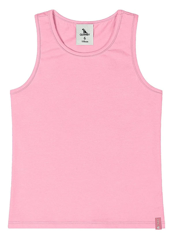Regata Básica Cotton Menina Rosa