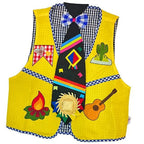Roupa Festa Junina Infantil - Camisa Azul + Gravata + Chapéu