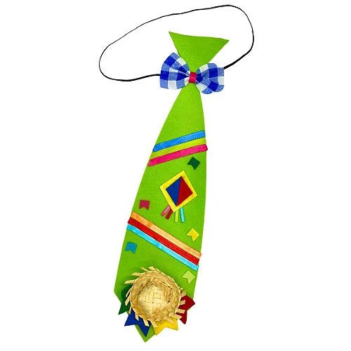 Roupa Festa Junina Infantil - Camisa Azul + Gravata + Chapéu
