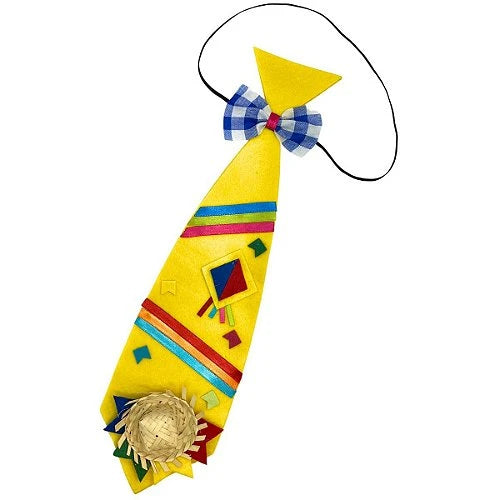Roupa Festa Junina Infantil - Camisa Azul + Gravata + Chapéu