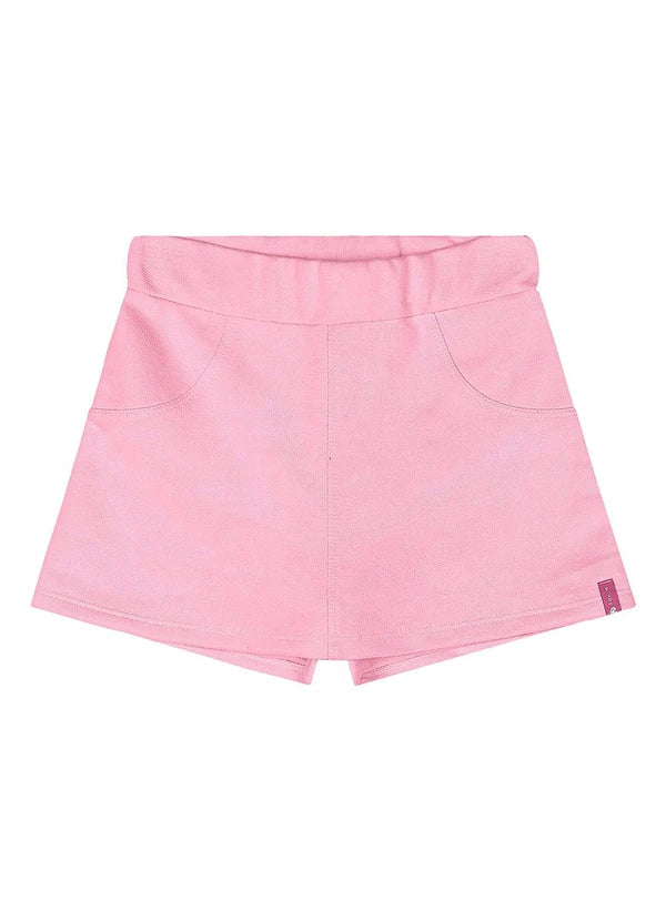 Short-Saia Moletom Menina Rosa