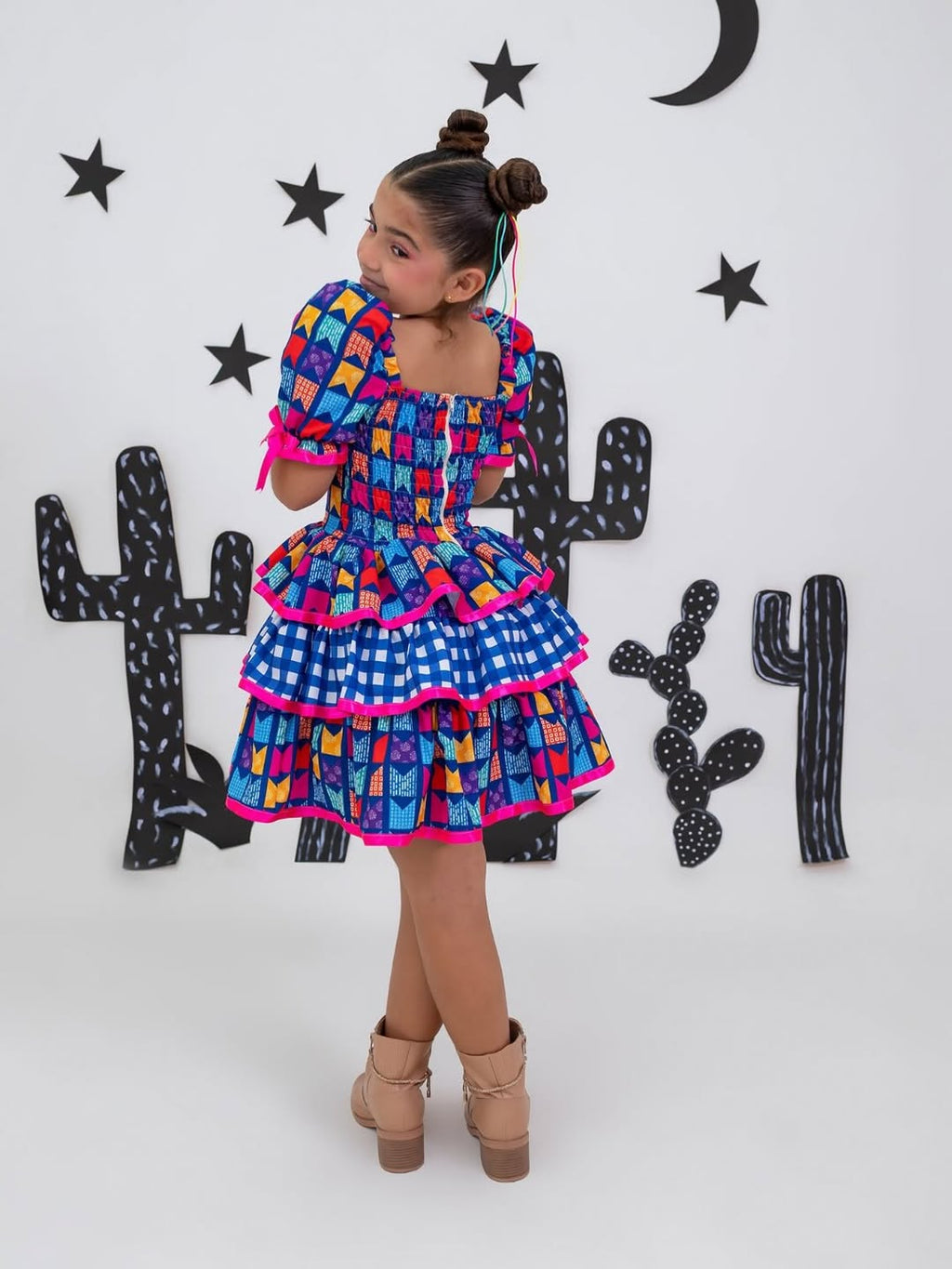 Vestido de Festa Junina - Azul Bandeirinhas