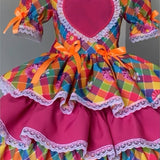 Vestido de Festa Junina - Color Xadrez Com Rosa
