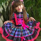 Vestido de Festa Junina - Rosa Pink com Preto