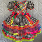 Vestido de Festa Junina - Xadrez c/ Corações