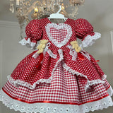 Vestido de Festa Junina - Xadrez Vermelho com Aplicação de Urso