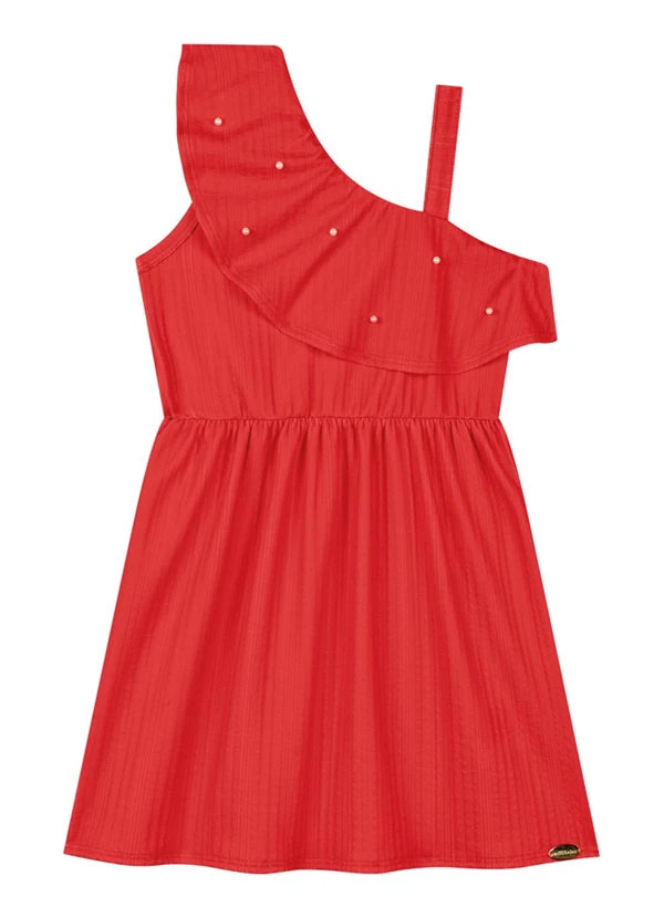 Vestido em Jacquard Tranças Vermelho