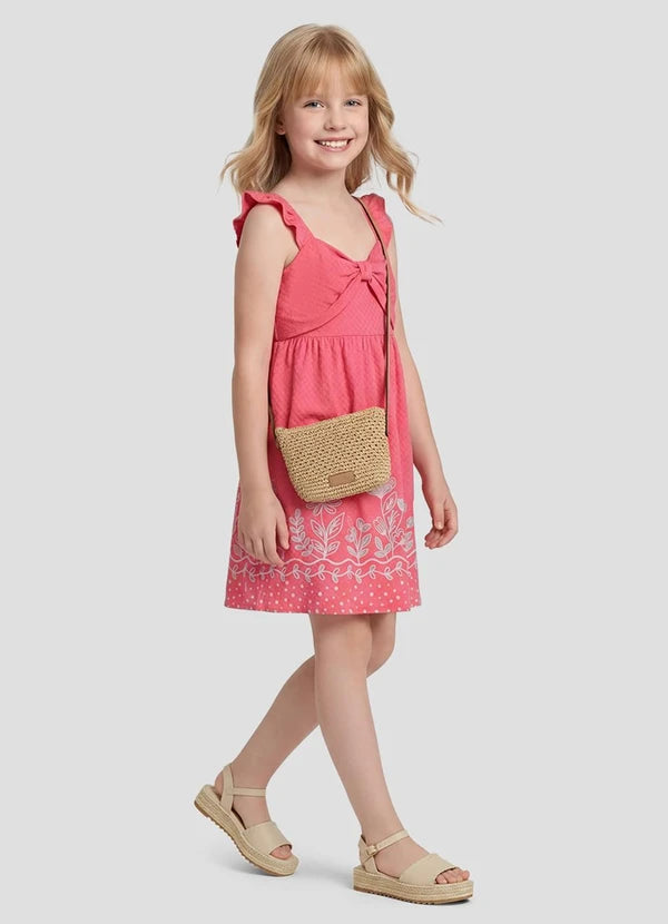 Vestido em Meia Malha Trabalhada Hive Rosa
