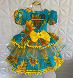 Vestido Festa Junina - Azul Girassol