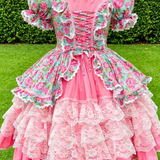 Vestido Festa Junina - Jardim Encantado Rosa Floral