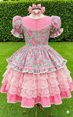 Vestido Festa Junina - Jardim Encantado Rosa Floral