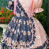 Vestido Festa Junina - Margarida Encantada Azul/Rosé