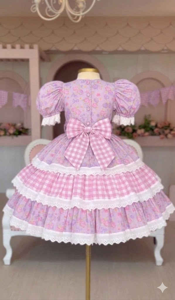 Vestido Festa Junina - Rosa Encanto de Ursinhos