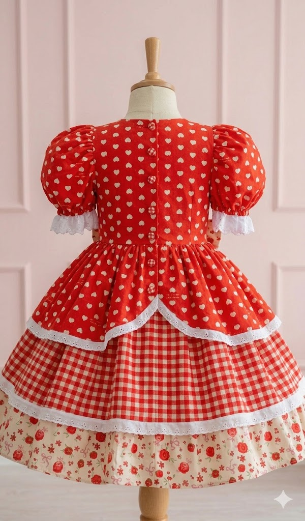 Vestido Festa Junina - Vermelho Encanto de Ursinhos
