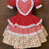 Vestido Festa Junina - Xadrez Vermelho Poás Coração Encantador