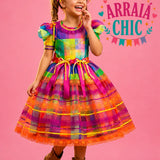 Vestido Infantil de Festa Junina Luxo Caipirinha Fashion - Algodão