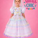 Vestido Infantil de Festa Junina Noivinha Luxo Detalhes Candy - Algodão