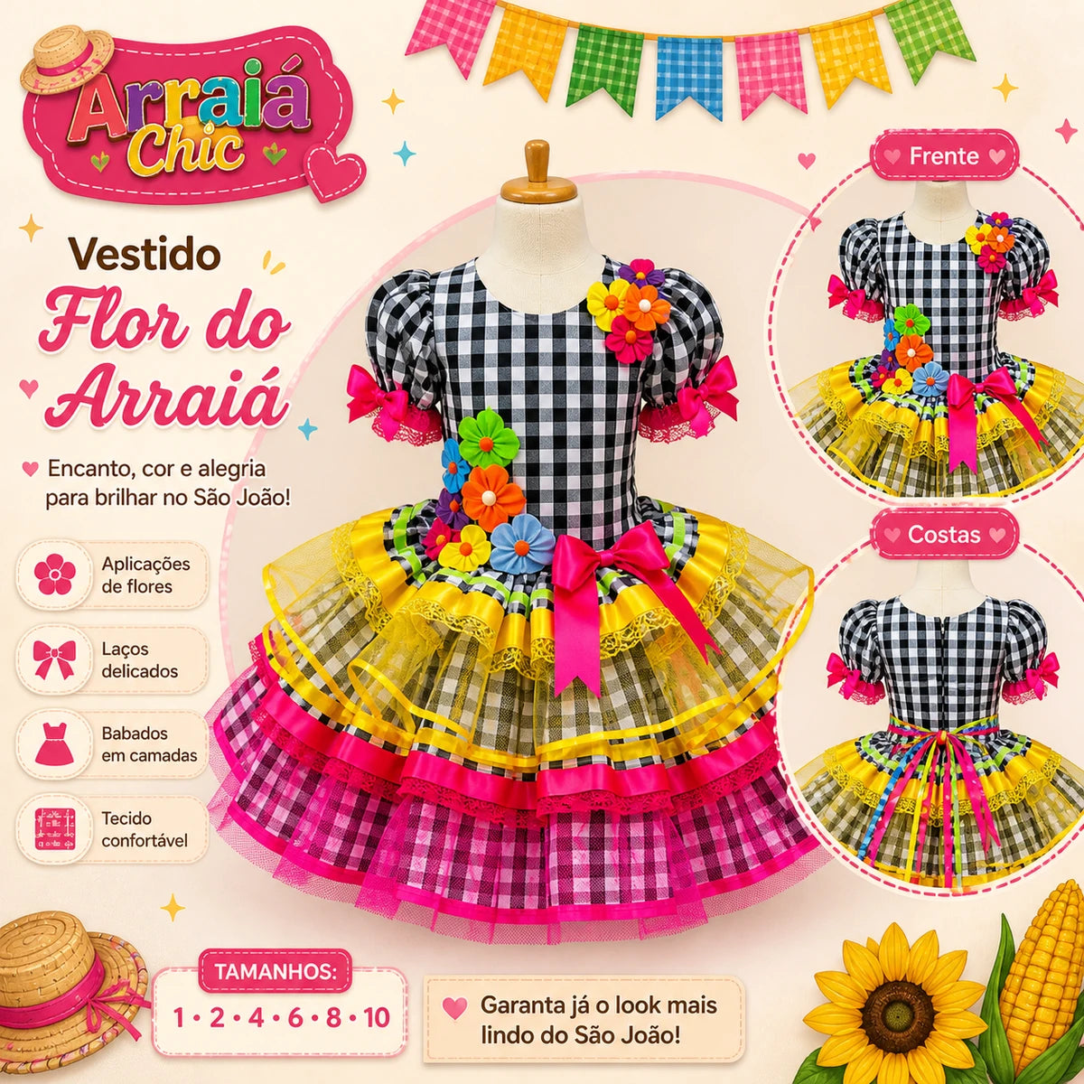 Vestido Infantil Encanto do Arraiá Chic