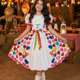 Vestido Infantil Junino Arraiá Branco Noivinha Junina