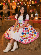 Vestido Infantil Junino Arraiá Branco Noivinha Junina