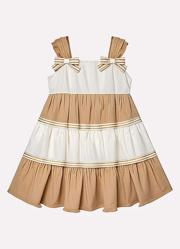Vestido Infantil Menina em Tricoline Marrom