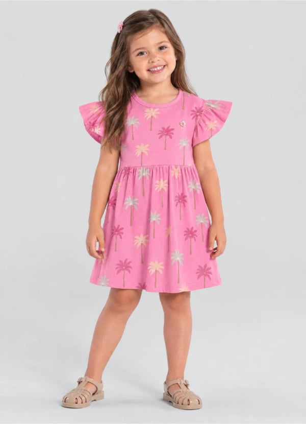 Vestido Infantil Menina Floral Rosa