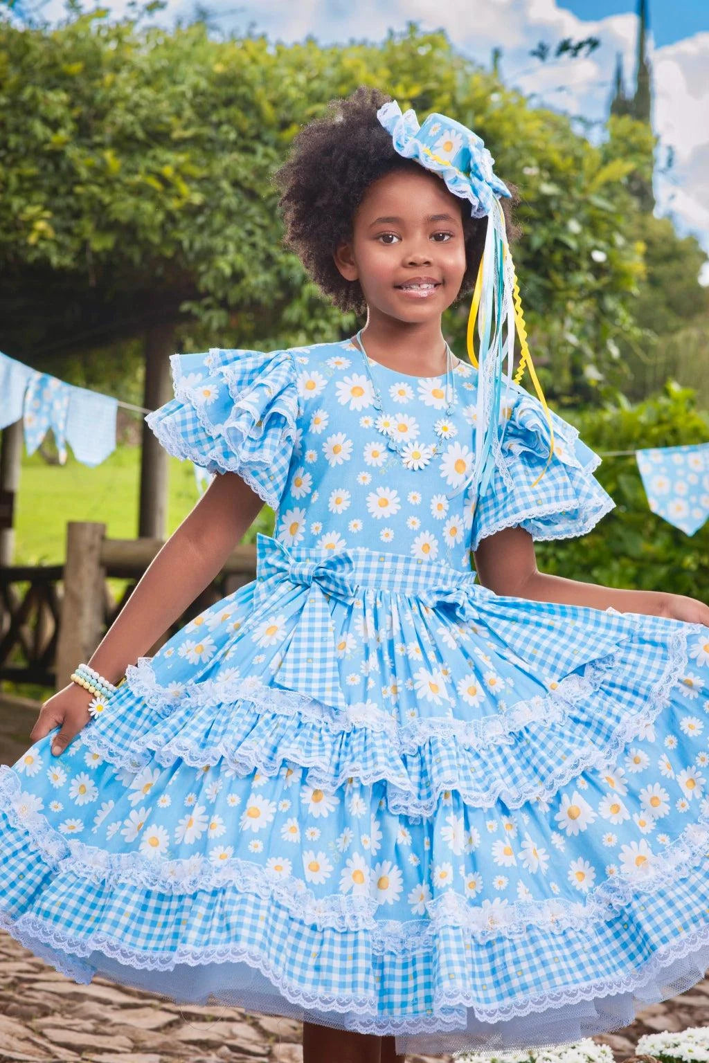 Vestido Junino Margaridas do Campo - Luxo